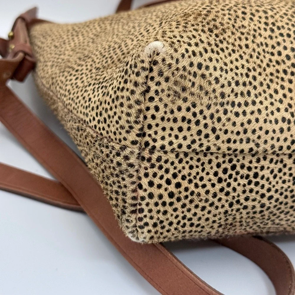 Madewell The Zip Top Small Spotted Calf Hair Transport Crossbody Bag Brown Gold